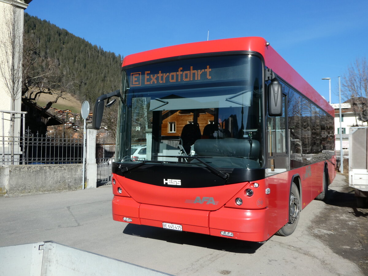 (246'364) - AFA Adelboden - Nr. 59/BE 645'415 - Scania/Hess am 21. Februar 2023 beim Bahnhof Zweisimmen