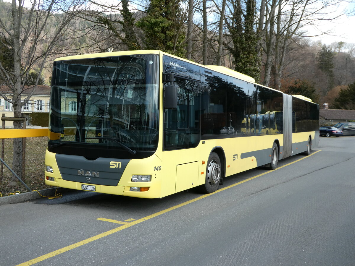 (246'377) - STI Thun - Nr. 140/BE 801'140 - MAN am 23. Februar 2023 bei der Schifflndte Thun