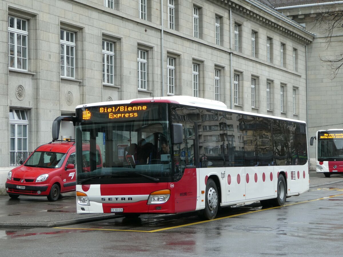 (247'600) - Wieland, Murten - Nr. 58/FR 300'636 - Setra am 25. Mrz 2023 beim Bahnhof Biel