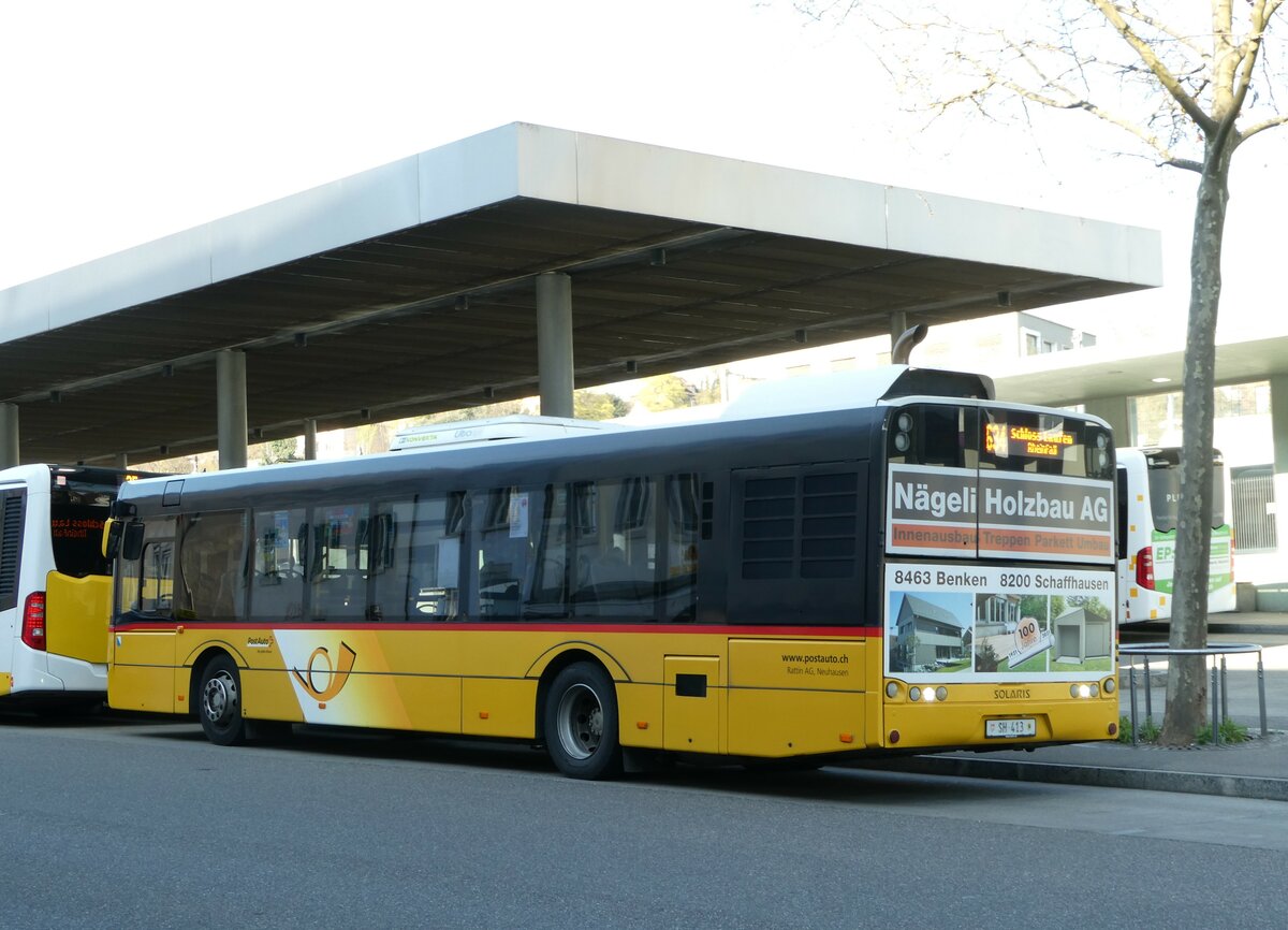 (248'038) - Rattin, Neuhausen - Nr. 297(13)/SH 413/PID 10'121 - Solaris am 6. April 2023 beim Bahnhof Schaffhausen
