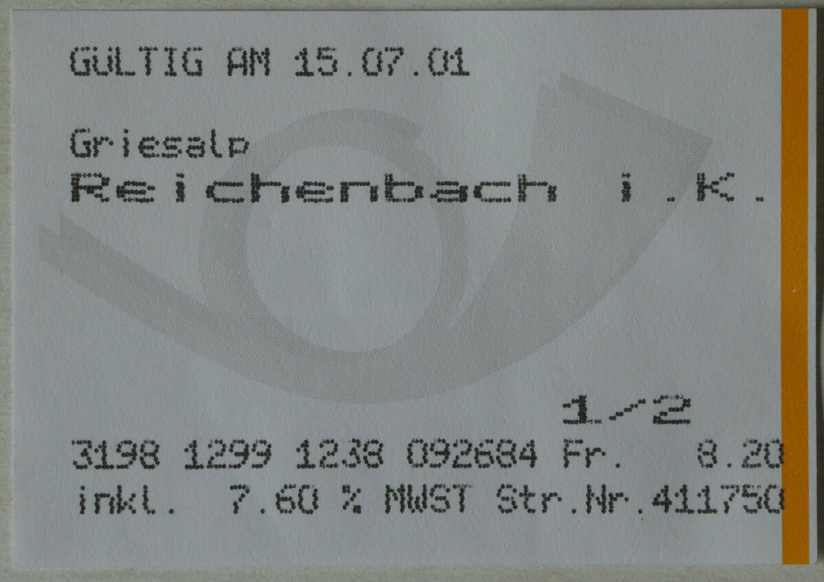 (248'156) - Postauto-Einzelbillet am 7. April 2023 in Thun