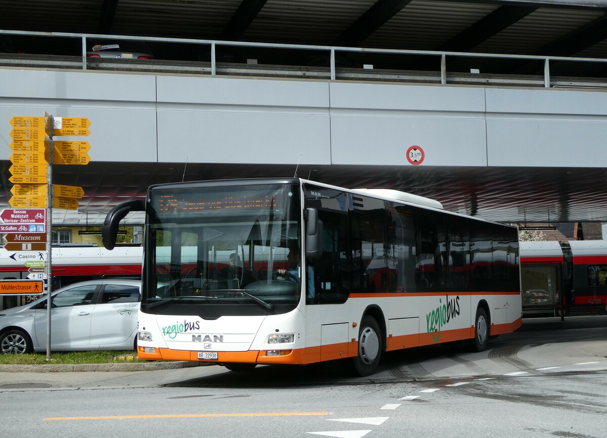 (249'136) - VBH Herisau - Nr. 6/AR 22'930 - MAN am 25. April 2023 beim Bahnhof Herisau