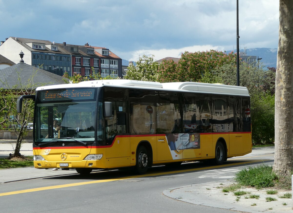 (249'650) - CarPostal Ouest - VD 605'742/PID 5509 - Mercedes (ex TSPG Saignelgier) am 5. Mai 2023 beim Bahnhof Yverdon