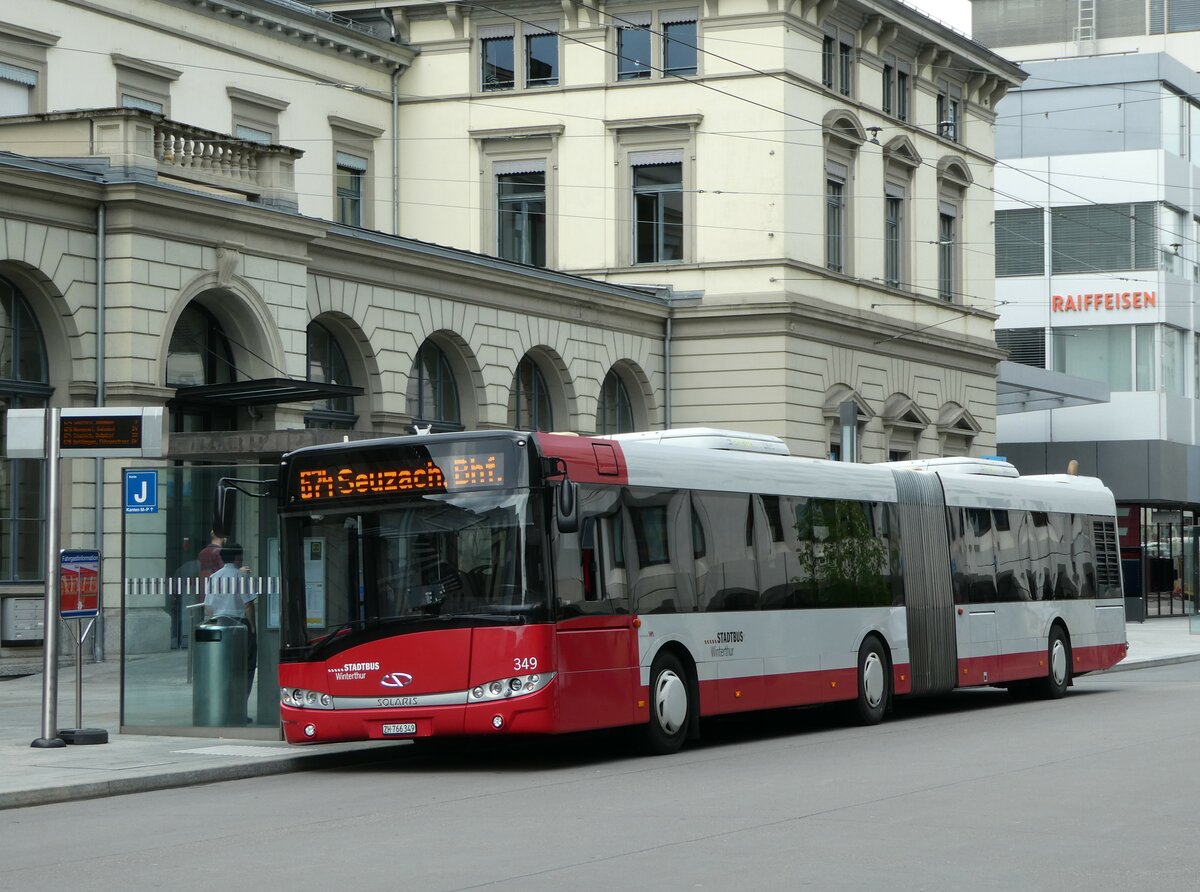 (249'794) - SW Winterthur - Nr. 349/ZH 766'349 - Solaris am 6. Mai 2023 beim Hauptbahnhof Winterthur