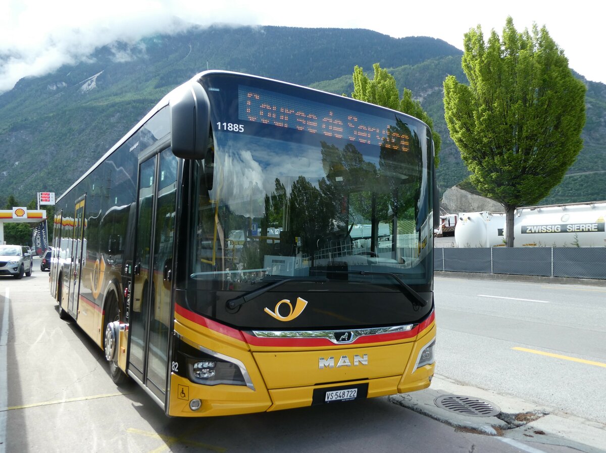 (249'941) - PostAuto Wallis - Nr. 82/VS 548'722/PID 11'885 - MAN am 13. Mai 2023 in Sierre, Garage TSAR