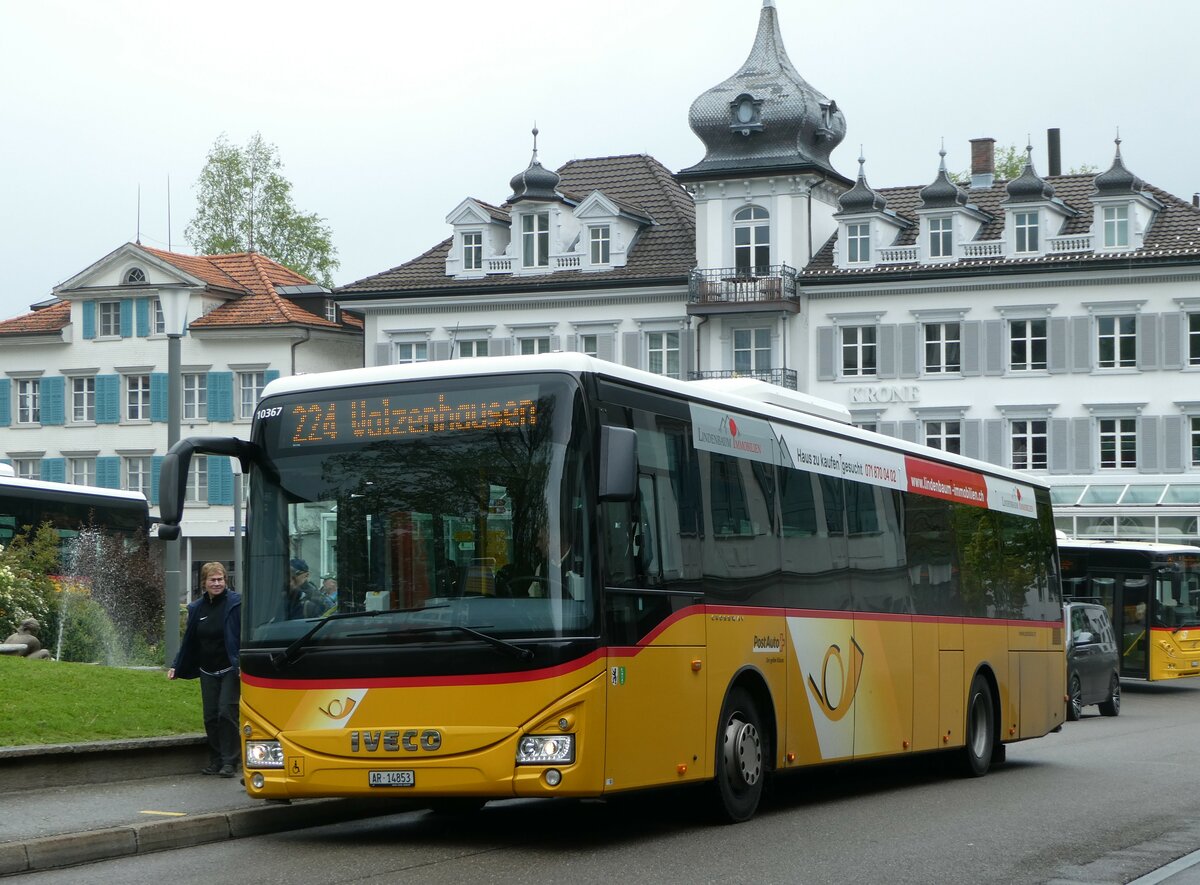 (250'088) - PostAuto Ostschweiz - AR 14'853/PID 10'367 - Iveco am 16. Mai 2023 in Heiden, Post