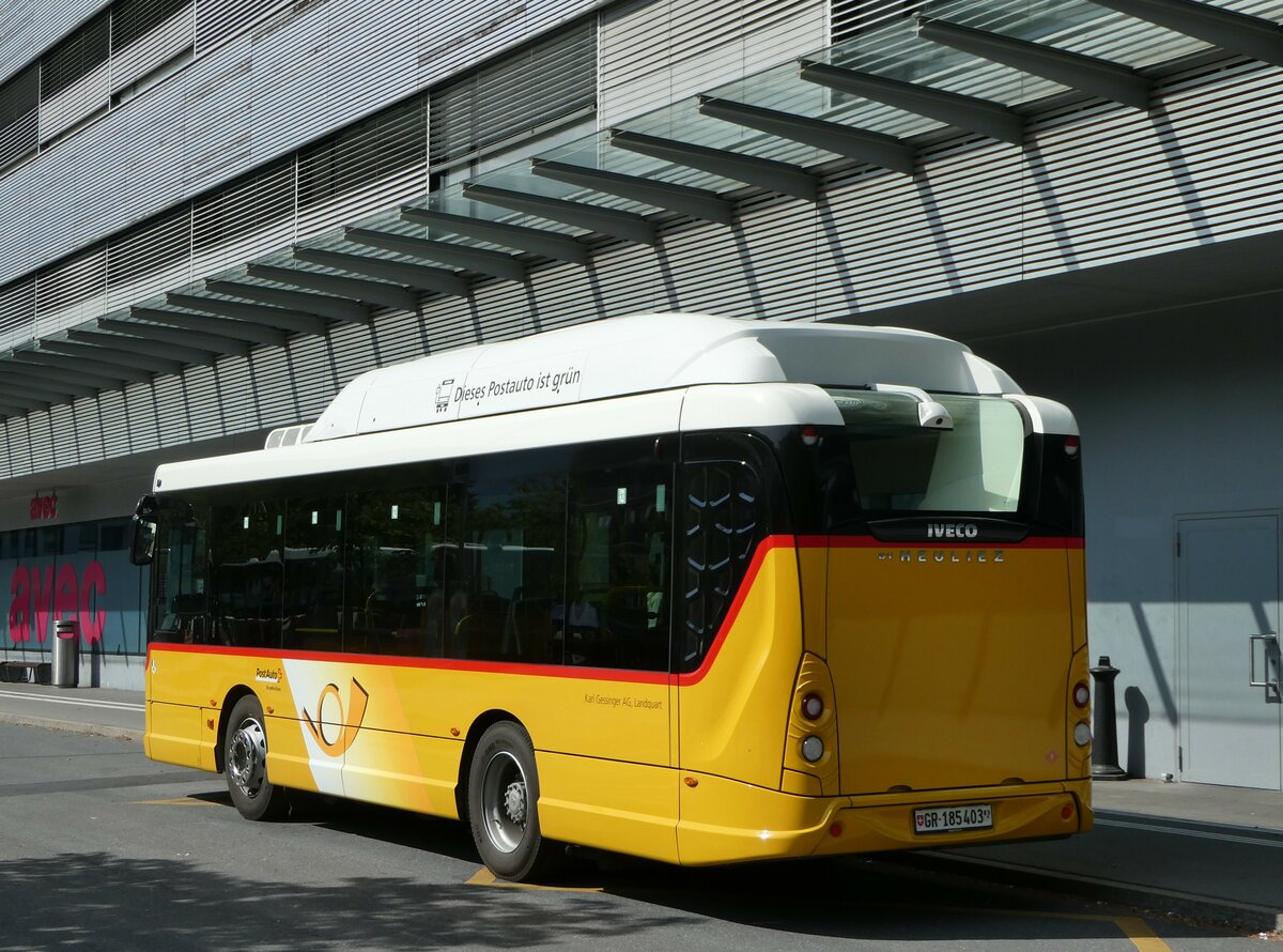 (250'755) - Gessinger, Bad Ragaz - GR 185'403/PID 11'900 - Heuliez-Iveco am 30. Mai 2023 beim Bahnhof Landquart