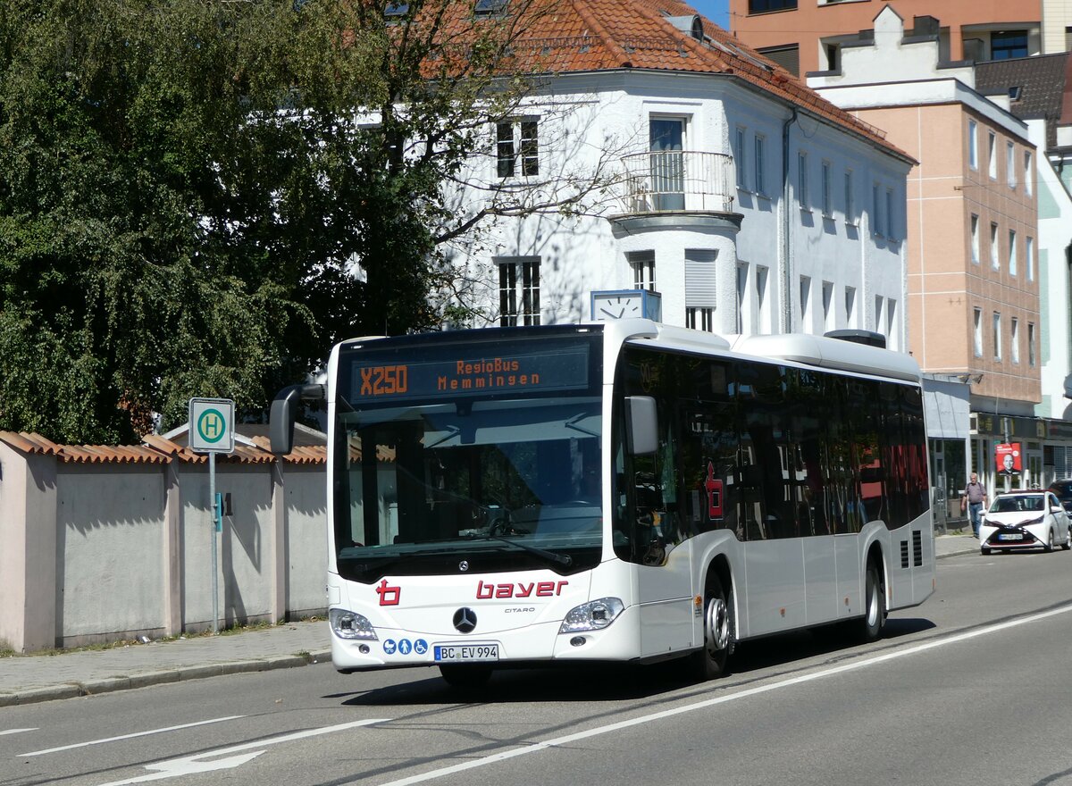 (254'795) - Bayer, Ehingen - BC-EV 994 - Mercedes am 4. September 2023 beim Bahnhof Memmingen