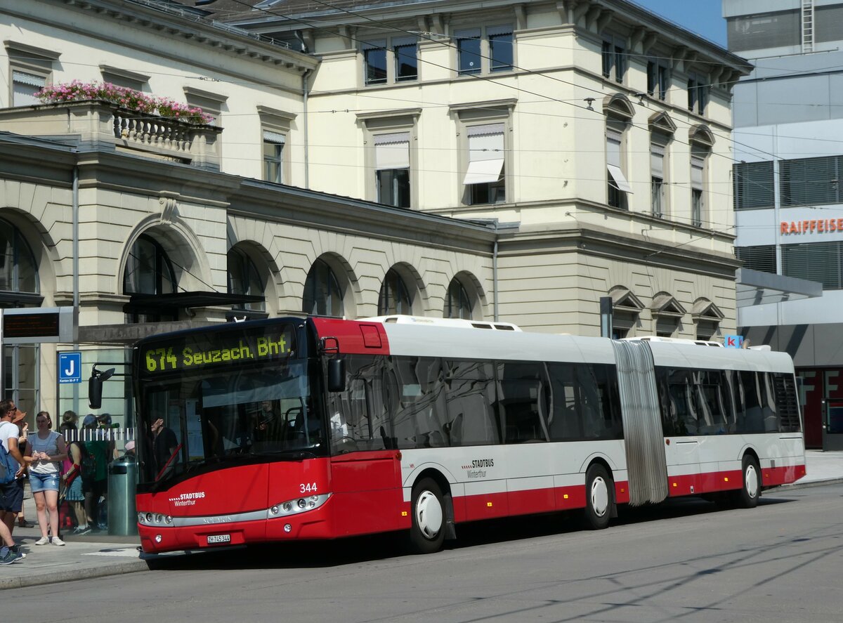 (255'008) - SW Winterthur - Nr. 344/ZH 745'344 - Solaris am 9. September 2023 beim Hauptbahnhof Winterthur