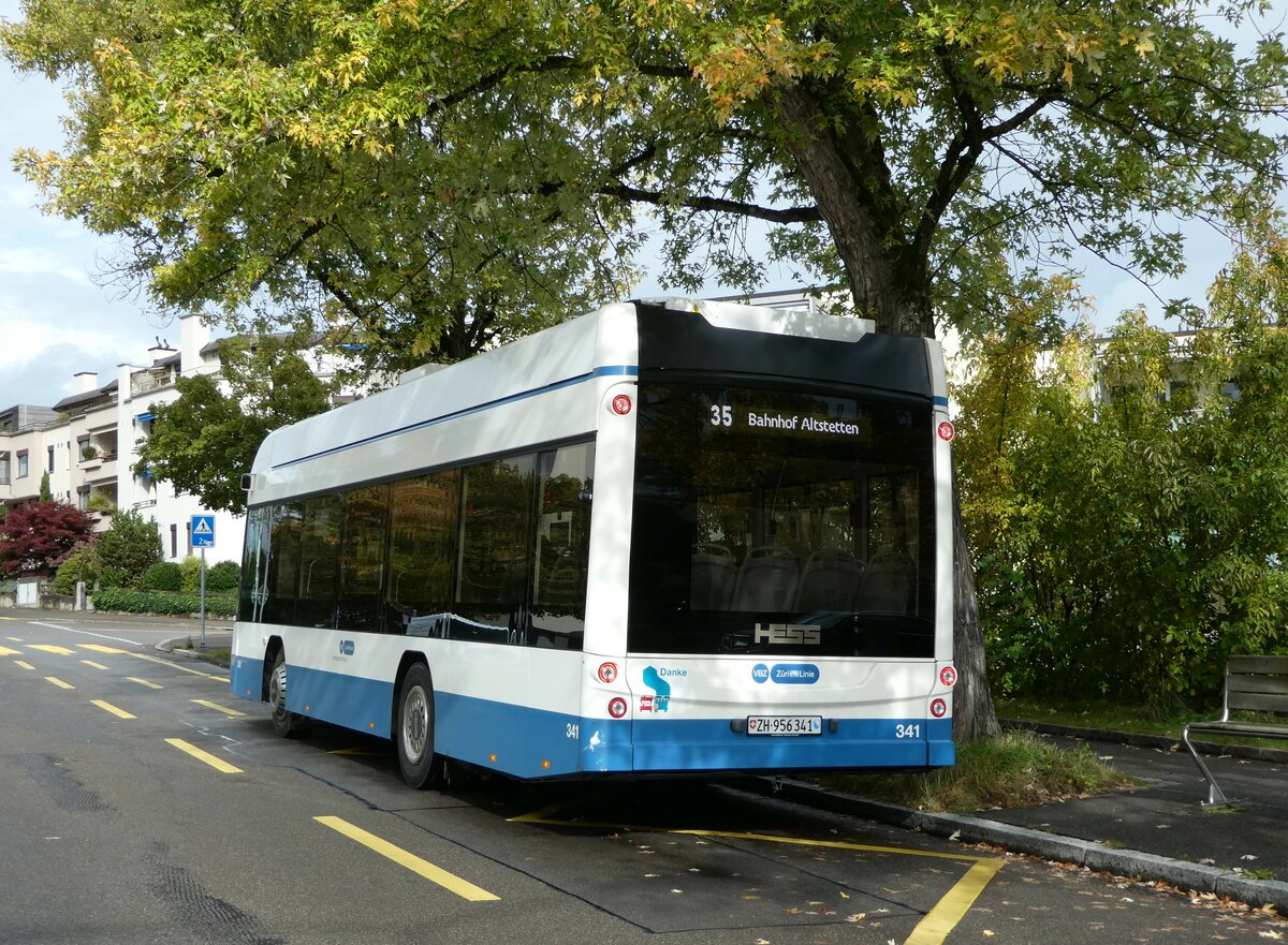 (256'269) - VBZ Zrich - Nr. 341/ZH 956'341 - Hess am 21. Oktober 2023 in Zrich, Dunkelhlzli