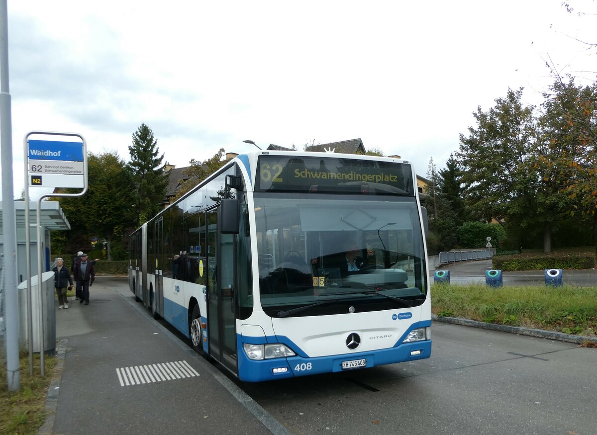 (256'339) - VBZ Zrich - Nr. 408/ZH 745'408 - Mercedes am 21. Oktober 2023 in Zrich, Waidhof