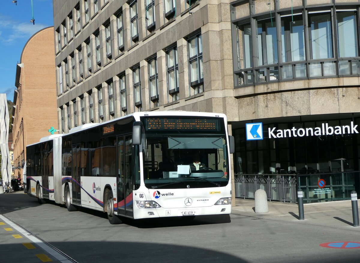 (256'802) - Steffen, Remetschwil - Nr. 66/AG 6739/PID 5705 - Mercedes am 6. November 2023 beim Bahnhof Baden