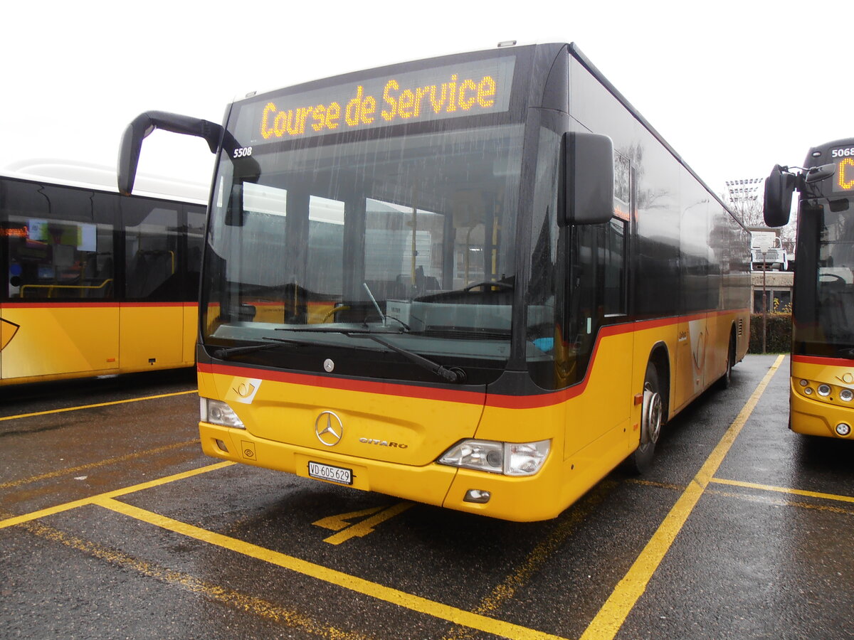 (257'774) - CarPostal Ouest - VD 605'629/PID 5508 - Mercedes (ex JU 61'876; ex Nr. 16) am 21. Dezember 2023 in Yverdon, Garage