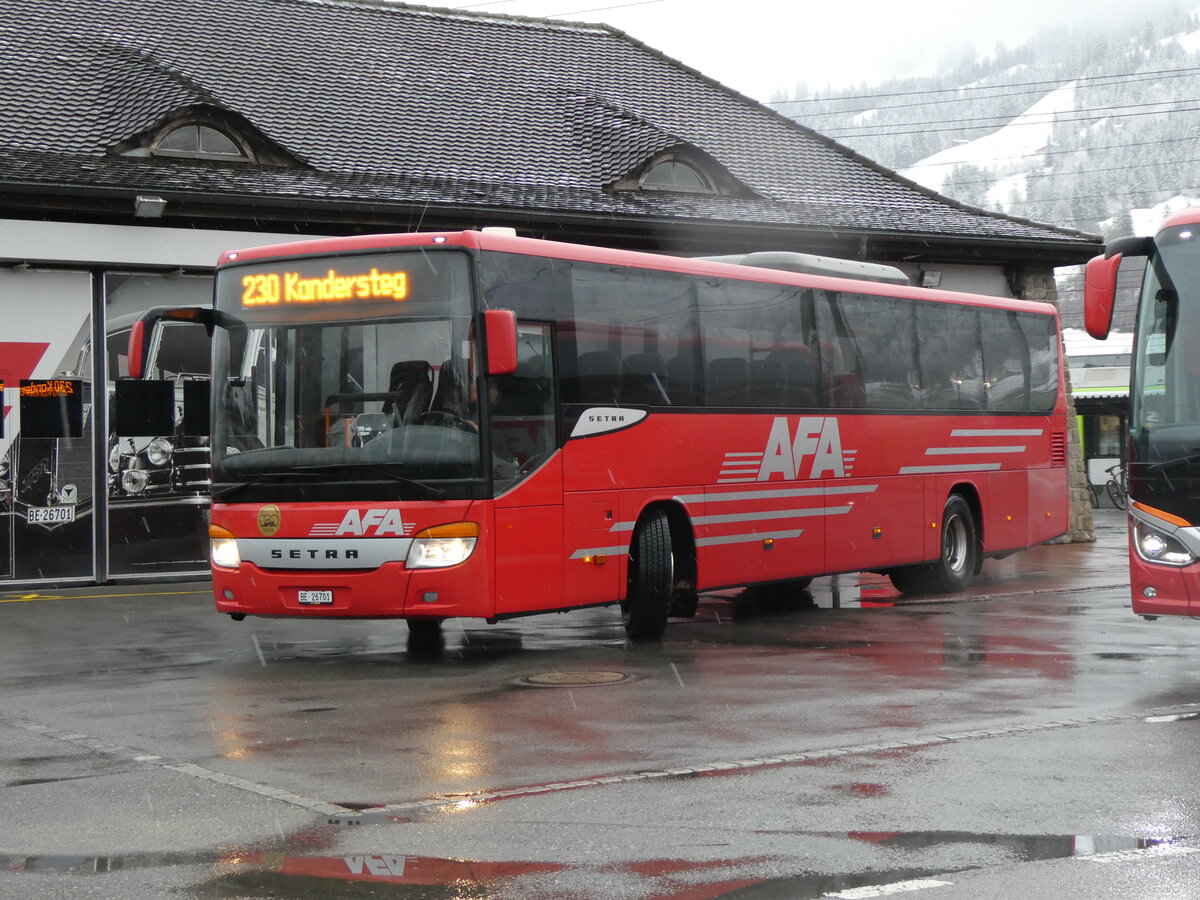 (258'441) - AFA Adelboden - Nr. 24/BE 26'701 - Setra am 6. Januar 2024 beim Bahnhof Frutigen