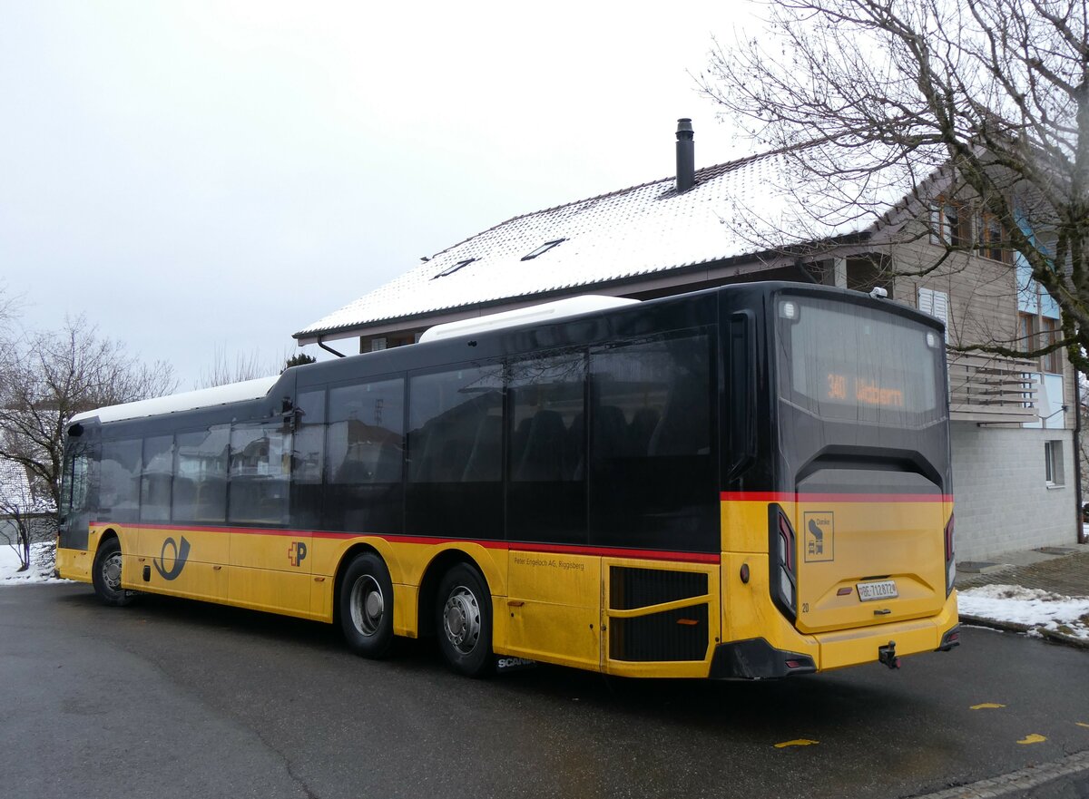 (258'846) - Engeloch, Riggisberg - Nr. 20/BE 712'872/PID 11'983 - Scania am 22. Januar 2024 in Niedermuhlern, Baumgrtli