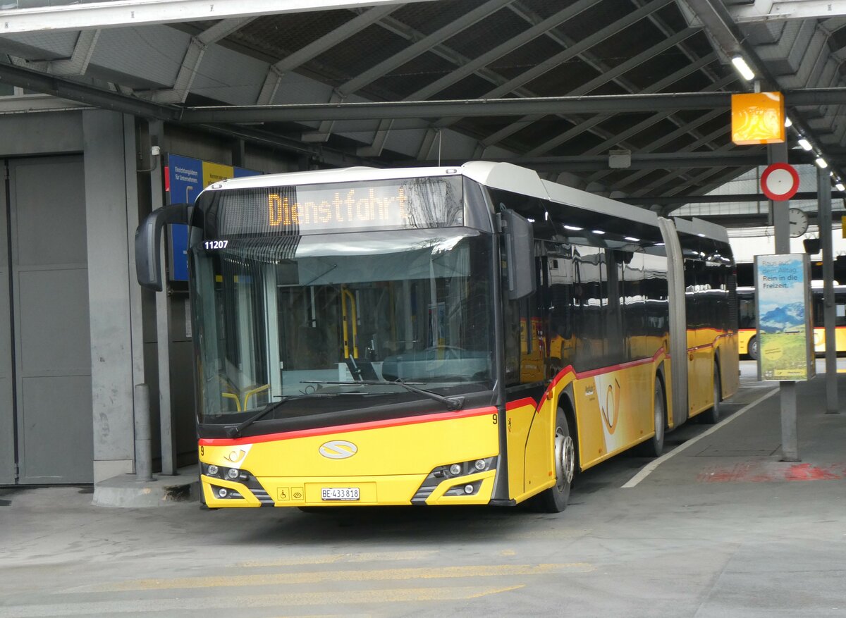 (258'871) - Steiner, Ortschwaben - Nr. 9/BE 433'818/PID 11'207 - Solaris (ex AVA Biel Nr. 11) am 25. Januar 2024 in Bern, Postautostation