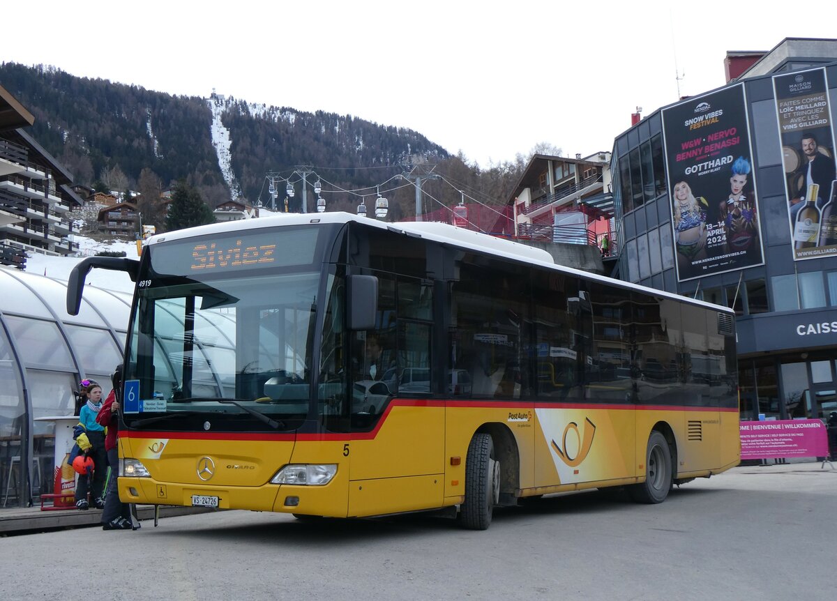 (259'362) - Lathion, Sion - Nr. 5/VS 24'726/PID 4919 - Mercedes (ex PostAuto Bern) am 16. Februar 2024 in Haute-Nendaz, Tlcabine