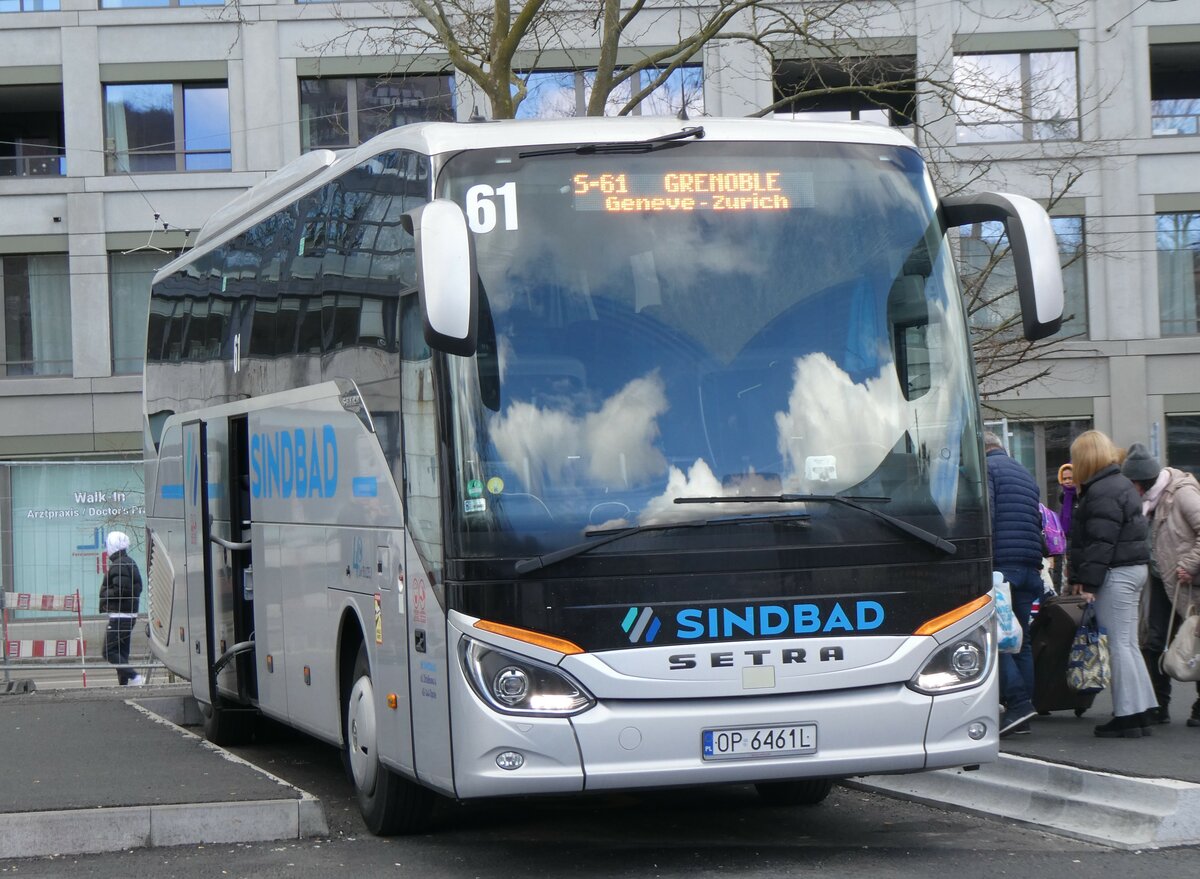 (259'568) - Aus Polen: Sindbad, Opole - Nr. 61/OP 6461L - Setra am 24. Februar 2024 in Zrich, Sihlquai