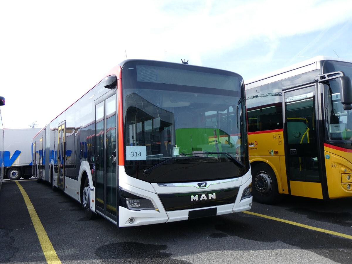 (259'845) - Twerenbold, Baden - 314 - MAN am 2. Mrz 2024 in Kerzers, Interbus