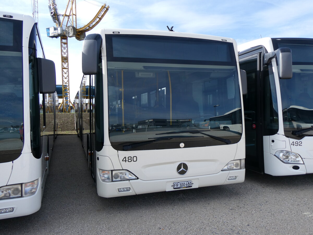 (259'867) - Intertours, Domdidier - Nr. 480/FR 300'480 - Mercedes (ex Nr. 210; ex STI Thun Nr. 134) am 2. Mrz 2024 in Domdidier, Garage