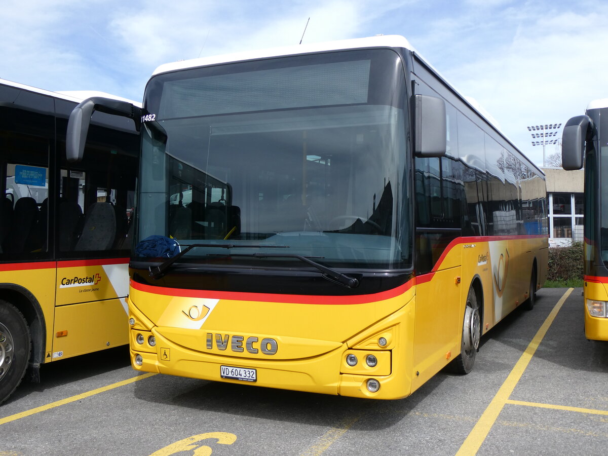 (260'842) - CarPostal Ouest - VD 604'332/PID 11'482 - Iveco am 29. Mrz 2024 in Yverdon, Garage