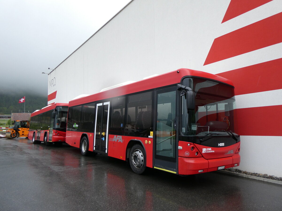 (262'377) - AFA Adelboden - Nr. 56/BE 611'030 - Scania/Hess am 15. Mai 2024 in Frutigen, Garage