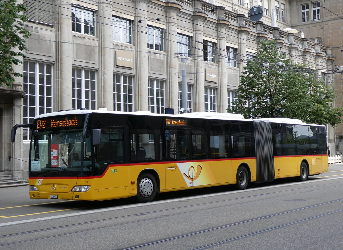 (262'783) - Eurobus, Arbon - Nr. 14/TG 239'027/PID 5330 - Mercedes am 24. Mai 2024 beim Bahnhof St. Gallen