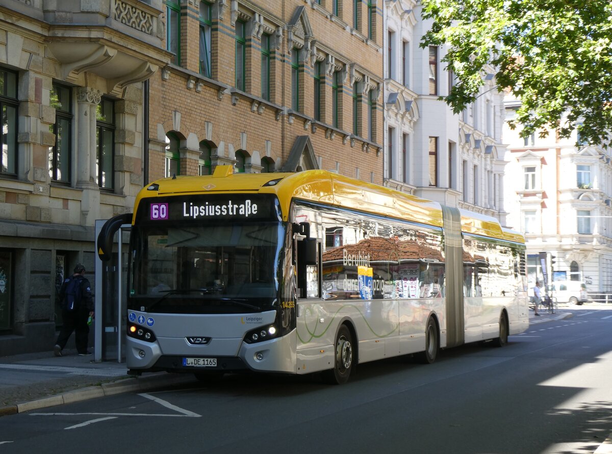 (264'445) - LVB Leipzig - Nr. 14'255/L-DE 1165 - eVDL am 9. Juli 2024 in Leipzig, Karl-Liebknecht-/Kurt-Eisner-Strasse