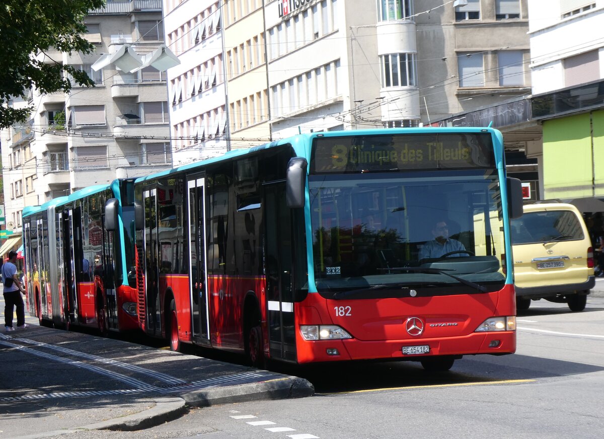 (265'301) - VB Biel - Nr. 182/BE 654'182 - Mercedes am 30. Juli 2024 beim Bahnhof Biel 