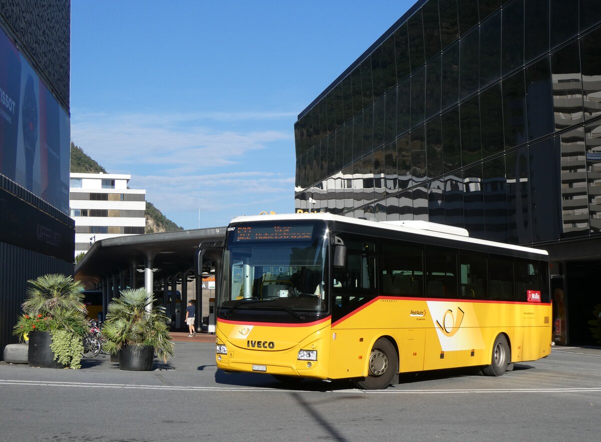 (266'519) - BUS-trans, Visp - VS 123'123/PID 10'347 - Iveco am 1. September 2024 beim Bahnhof Visp