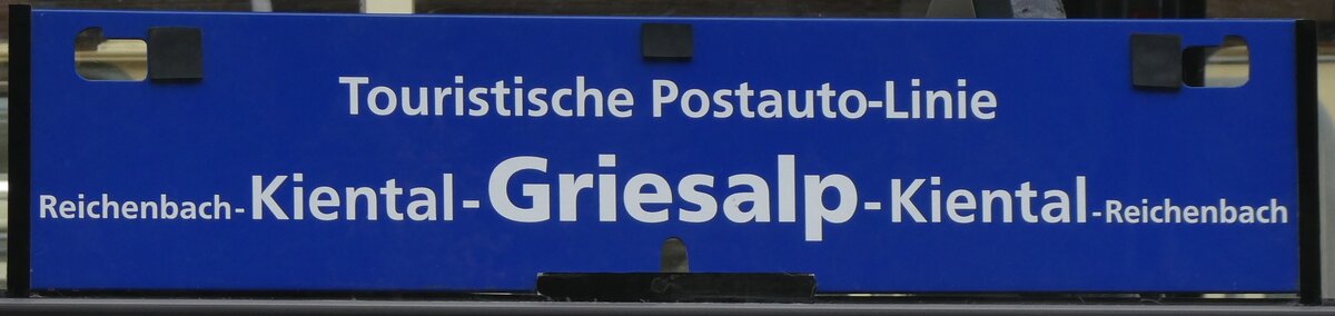 (268'161) - Routentafel - Touristische Postauto-Linie Reichenbach-Kiental-Griesalp-Kiental-Reichenbach - am 12. Oktober 2024 auf der Griesalp 