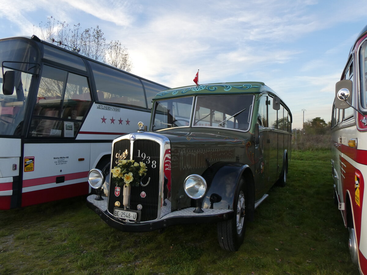 (268'492) - Aus der Schweiz: Lorenz, Lyssach - BE 2548 U - Saurer/Saurer (ex Geiger, Adelboden Nr. 8; ex P 1997) am 25. Oktober 2024 in Kintzheim, Cigoland