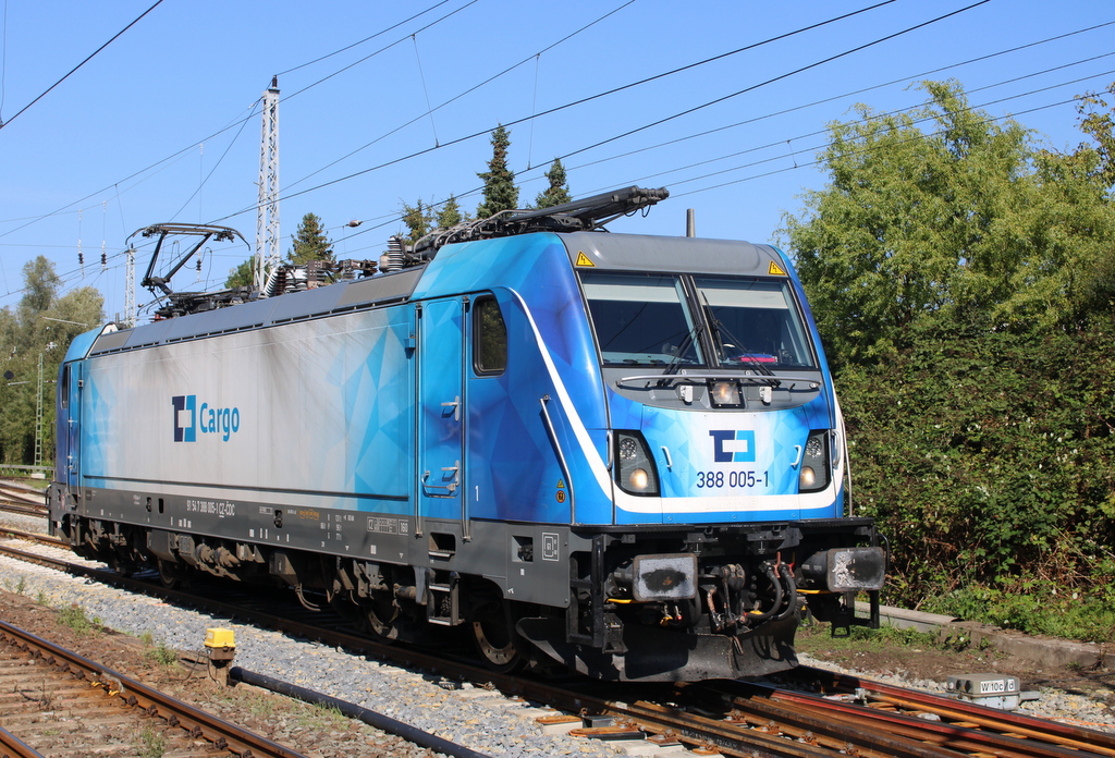 ČD Cargo 388 005-1 am Mittag des 16.09.2023 in Rostock-Bramow.Es war heute meine 1. CD 388er also wieder eine Premiere 