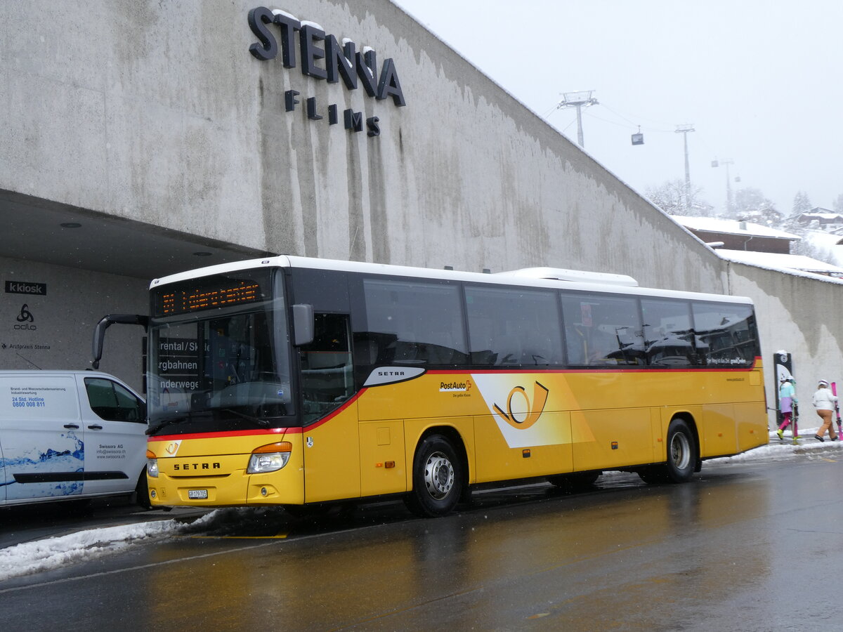 (272'896) - PostAuto Graubnden - BE 179'705/PID 11'305 - Setra am 14. Mrz 2025 in Flims, Bergbahnen