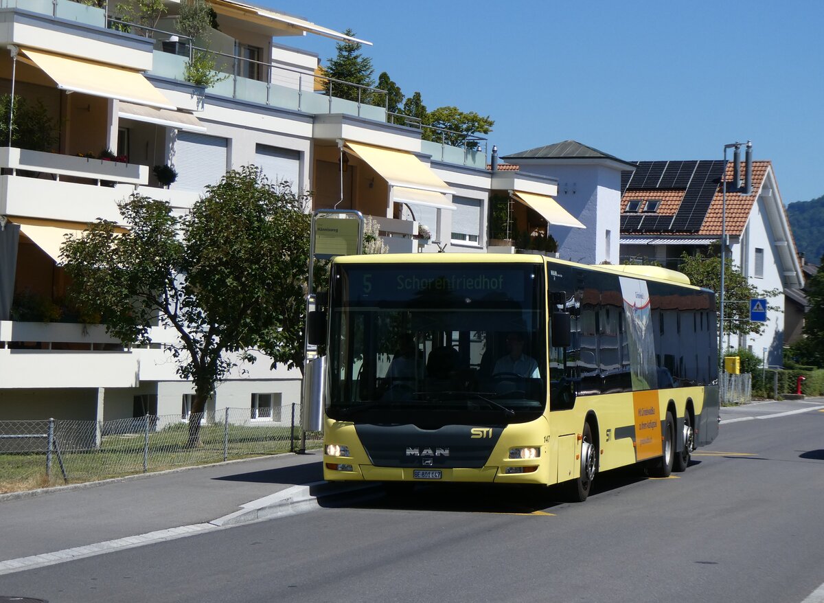 (277'345) - STI Thun - Nr. 147/BE 801'147 - MAN am 29. Juni 2025 in Thun, Hnnisweg