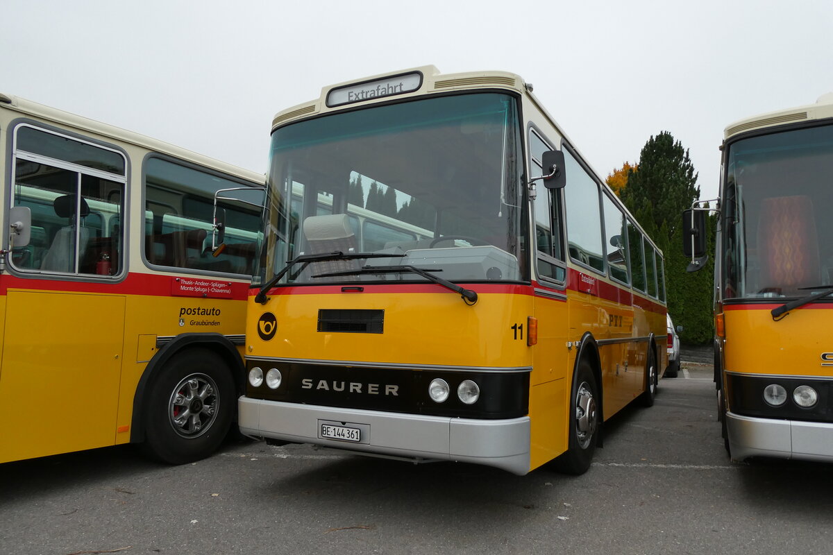 (281'318) - Aebi, Koppigen - Nr. 11/BE 144'361 - Saurer/Lauber (ex Leuenberger, Kirchberg; ex Niederer, Filzbach Nr. 11) am 12. Oktober 2025 in Schwarzenberg, Rssli