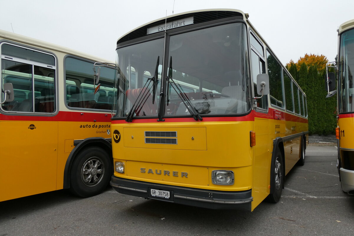 (281'319) - Ltscher, Haldenstein - GR 30'758 - Saurer/R&J (ex Dornbierer, Thal; ex FRAM Drachten/NL Nr. 24; ex PostAuto Graubnden PID 2870; ex P 24'367) am 12. Oktober 2025 in Schwarzenberg, Rssli
