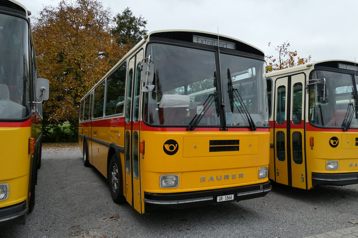 (281'412) - Gaudenz, Andeer - GR 1866 - Saurer/R&J (ex Mark, Andeer PID 2824; ex PostAuto Graubnden; ex P 24'350) am 12. Oktober 2025 in Hitzkirch, Interkantonale Polizeischule