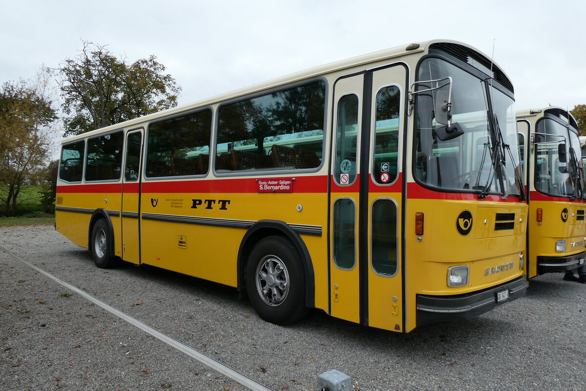 (281'415) - Ltscher, Haldenstein - GR 847 U - Saurer/Tscher (ex Overney, Bern; ex Autopostale, Croglio PID 3158; ex Monti, Cademario Nr. 10; ex PostAuto Graubnden; ex Frigg, Zernez; ex P 24'403) am 12. Oktober 2025 in Hitzkirch, Interkantonale Polizeischule