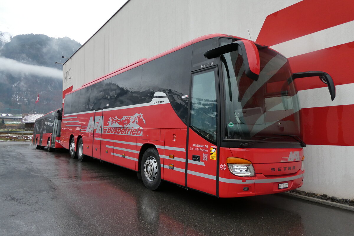 (282'556) - AFA Adelboden - Nr. 23/BE 26'709 - Setra (ex Blaguss, A-Wien Nr. 5402) am 24. November 2025 in Frutigen, Garage
