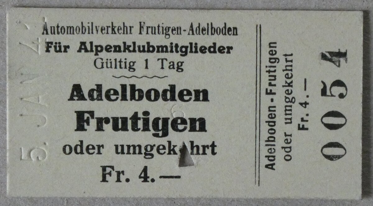 (282'679) - AFA-Einzelbillet vom 5. Januar 1941 am 30. November 2025 in Thun