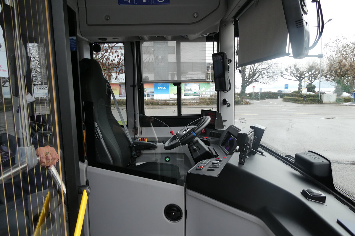 (282'772) - TGA, Arbon (Eurobus) - TG 686 - eKarsan am 5. Dezember 2025 beim Bahnhof Arbon (Innenaufnahme)