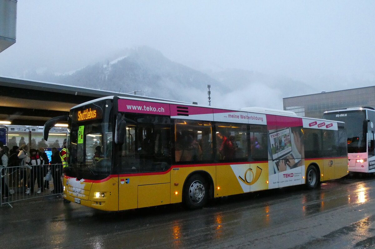 (283'798) - Wyss, Boningen - Nr. 67/SO 20'476/PID 10'834 - MAN am 10. Januar 2026 beim Bahnhof Frutigen