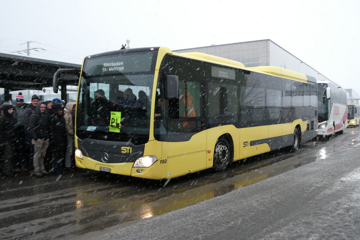 (283'852) - STI Thun - Nr. 192/BE 804'192 - Mercedes am 10. Januar 2026 beim Bahnhof Frutigen