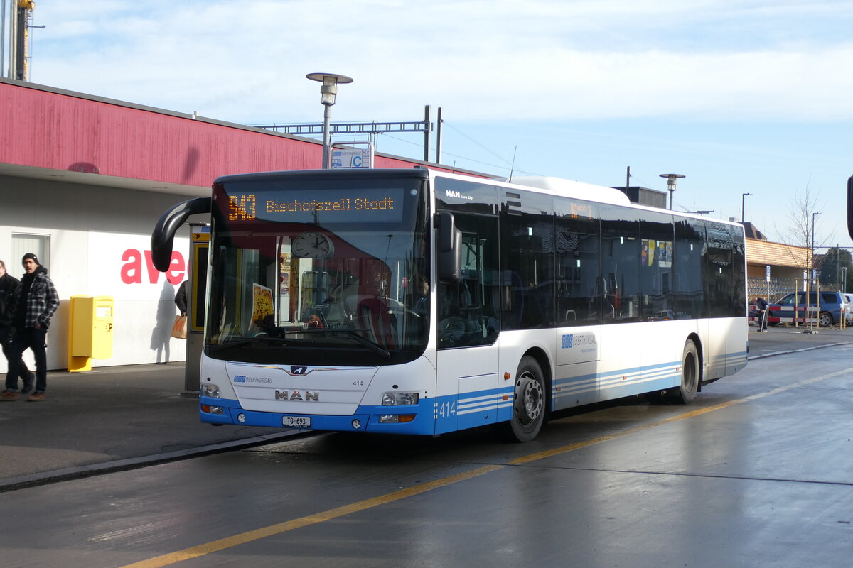 (284'188) - BOTG Amriswil - Nr. 411/TG 693 - MAN am 16. Januar 2026 beim Bahnhof Amriswil