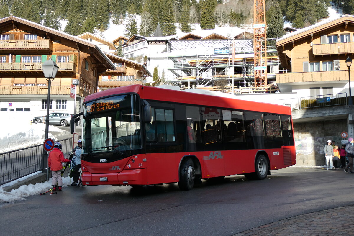 (285'001) - AFA Adelboden - Nr. 55/BE 611'055 - Scania/Hess am 22. Februar 2026 in Adelboden, Busstation