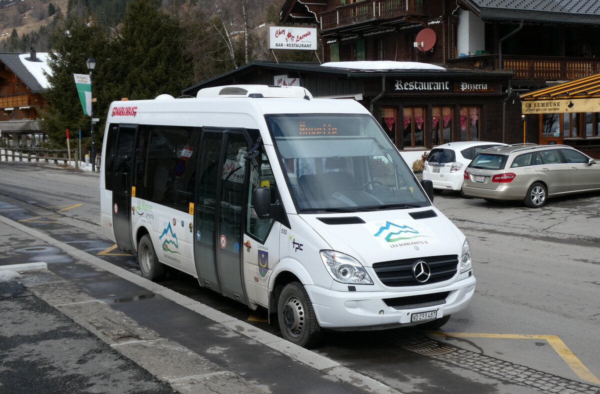 (285'161) - TPC Aigle - Nr. 550/VD 293'487 - Mercedes am 1. M�rz 2026 beim Bahnhof Les Diablerets