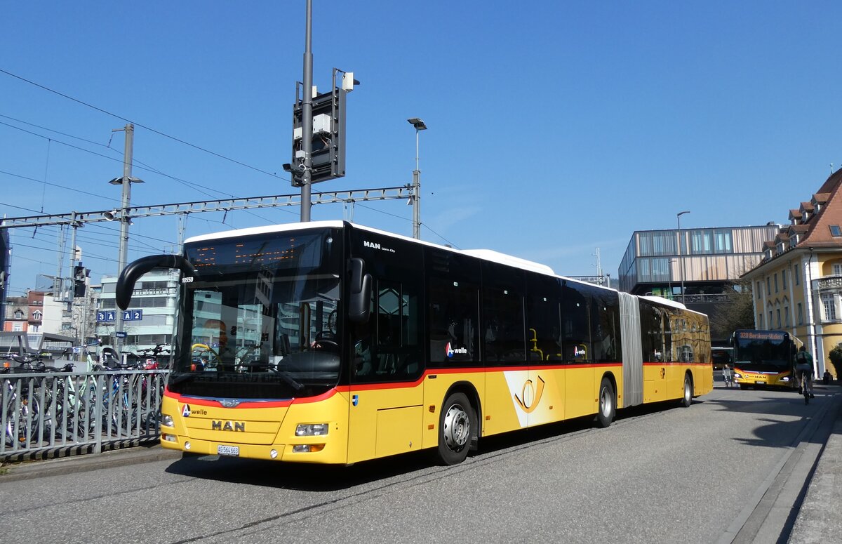 (285'530) - PostAuto Nordschweiz - AG 564'663/PID 10'550 - MAN (ex Steffen, Remetschwil Nr. 73) am 19. M�rz 2026 beim Bahnhof Baden