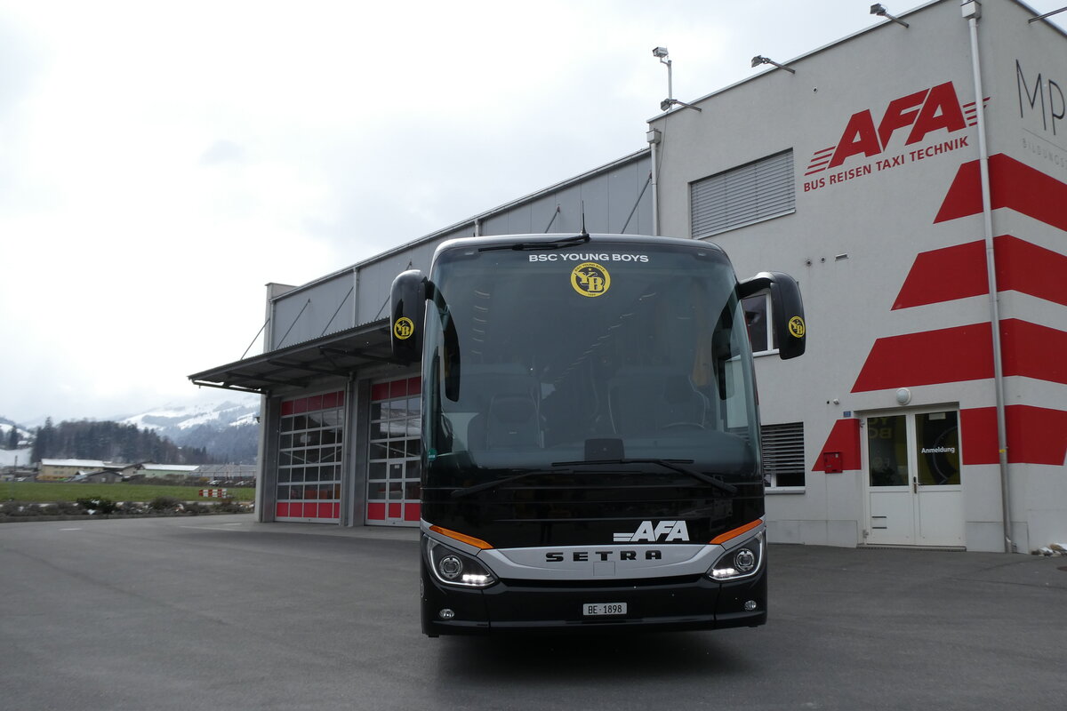 (285'760) - AFA Adelboden - Nr. 21/BE 1898 - Setra (ex Deutschland) am 27. M�rz 2026 in Frutigen, Garage