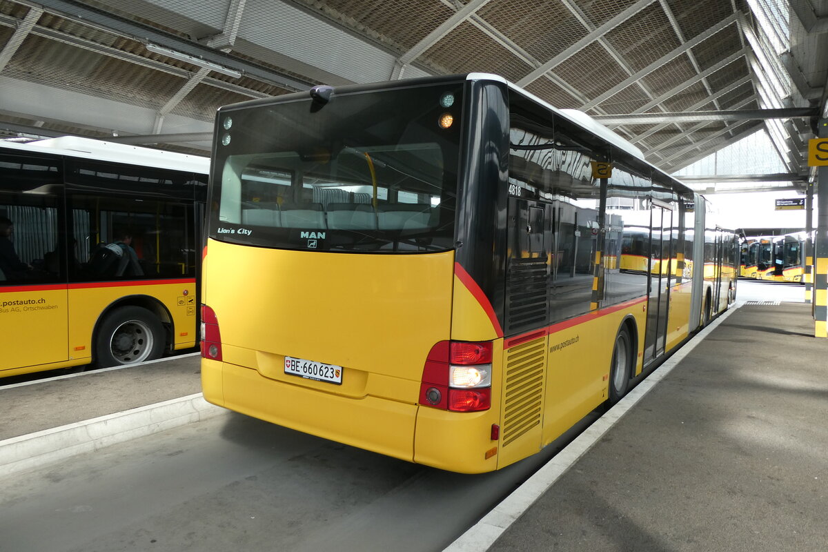 (286'051) - PostAuto Bern - BE 660'623/PID 4818 - MAN (ex PostAuto Ostschweiz TG 158'213; ex PostAuto Graub�nden; ex PostAuto Ostschwiz SZ 68'458; ex PostAuto Ostschweiz SZ 44'040; ex Kistler, Reichenburg) am 10. April 2026 in Bern, Postautostation